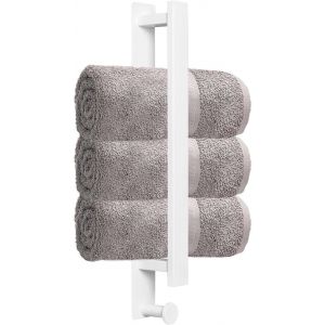 Porte-Serviettes Autocollant en Acier Inoxydable sans perçage-40 cm-pour Salle de Bain-Montage Mural-avec Crochet-Accessoire de Salle de Bain-Blanc - Neuf