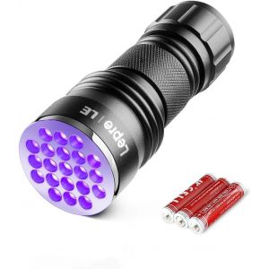 UV Lamp, 395nm UV Torch with 21 Ultra-Violet LEDs, 3 AAA Batteries Included for Fluorescent Tracers Dog Cat Mat Urine Detector Scorpion Check Money - Neuf