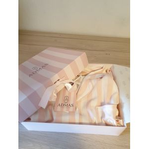 Pyjama Femme Manches Longues Rose Ray&eacute; Blanc Admas Txl - Neuf