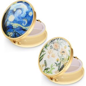 KALANKA-2 Pi&egrave;ces Bo&icirc;te &agrave; Pilules &agrave; 3 Compartiments, Portable Rond Pilulier Journalier, Bo&icirc;te &agrave; Pilules D&eacute;corative en M&eacute;tal, pour Poche ou Sac &agrave; Main, pour Vitamines Huile de Poisson Suppl&eacute;ments - Neuf