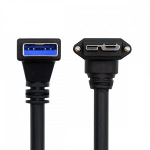Cordon vers le bas coudé à 90 degrés USB 3.0 A mâle vers Micro-B 3.0 coudé vers le bas avec vis de verrouillage 25 cm - Neuf