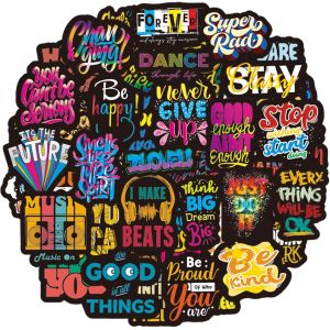 Autocollant 100 Pcs Neon Phrase Citation Stickers, Motivation Positive Inspirants Autocollant, Waterproof Vinyle Stickers Pour Pc Ordinateur Portable Scrapbooking Bouteille Téléphone Journal Skate Etc - Neuf