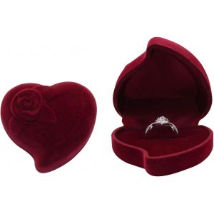 Bo&icirc;te &Agrave; Bagues En Velours Cueillie En Forme De Coeur-Petite Bo&icirc;te De Rangement Pour Bague De Fian&ccedil;ailles-Pour Mariage,Fian&ccedil;ailles,Suggestions (Rouge) - Neuf