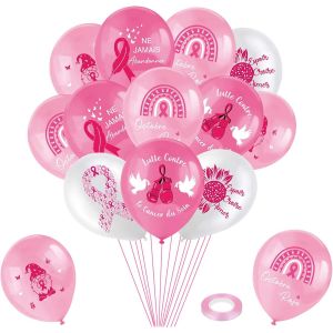 30Pcs Ballons De Cancer Du Sein D'Octobre Rose,Ballon Ruban Rose Cancer Du Sein,Sensibilisation Cancer Du Sein D'Octobrerose Ruban Activit&eacute; D&eacute;coration,Espoir,Lutte Contre,Pr&eacute;vention - Neuf