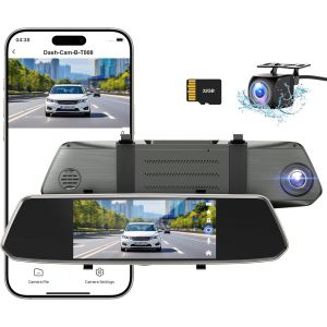 JGD-&iquest;2023 Nouvelle Version&iquest; Dashcam Voiture R&eacute;troviseur &Eacute;cran Tactile de 7 Pouces Full HD 1080P, Cam&eacute;ra de Voiture Grand Angle avec Cam&eacute;ra Avant et Cam&eacute;ra Arri&egrave;re &Eacute;tanche, Syst&egrave;me de Stationnement - Neuf