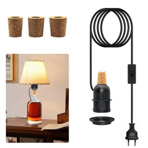Kalanka-Kit Lampe Bouteille, Support De Lampe De Bouteille, Adaptateur De Lampe E27, Douille E27 Avec Interrupteur Et Cable 240 Cm, Diy Lampe Bouteille, 3 Tailles De Bouchons, Pas D'ampoule, Abat-Jou - Neuf