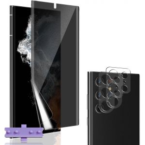 Mab-Protection D'écran Anti-Espion Pour Samsung Galaxy S22 Ultra, 1 Pièces Film Tpu Flexible Privacy Protection Écran En 2 Pièces Protecteur D'objectif De Caméra, Anti-Spy Protecteur - Neuf
