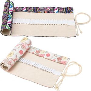 ERYI-2 Pièces Sac A Crayon De Toile Couleur 36 Trous Sacs Organiseurs Pour Stylo Sac Multi-Usages Trousse De Crayons De Couleurs Pour Rangement, Enveloppe De Crayons De Couleurs - Neuf