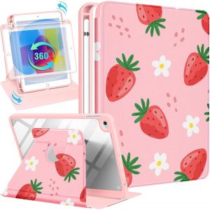 Étui Pour Ipad Mini 4/5, Support Rotatif À 360 Degrés Avec Porte-Crayon Pour Femmes Et Filles, Jolie Housse Folio Kawaii Fraise Pour Ipad Mini 4e/5e Génération, 7,9 Pouces[Coq9129861] - Neuf