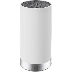 Eryi-Bloc Couteau Universel Vide Blanc Et Acier Inoxydable - Support À Couteaux De Cuisine Stable Avec Inserts De Protection - 7 À 10 Couteaux - Neuf
