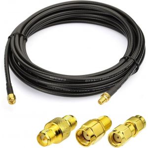 Cable RP-SMA Rallonge Antenne WiFi 5m Adaptateur de RP-SMA Mâle à Femelle KSR195 pour Passerelle Prolongateur de Portée Routeur WiFi Carte Réseau Sans Fil Mini PCI Express PCIE Caméra IP - Neuf