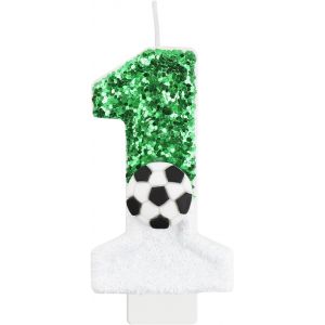 Chenquansarl-Soccor 3d &iquest; Bougie D'anniversaire Pour G&acirc;teau &iquest; 7,5 Cm &iquest; Bougies D'anniversaire En Forme De Chiffre Avec Motif De Football 3d Pour D&eacute;coration De G&acirc;teau (Num&eacute;ro 1) - Neuf