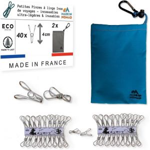 ERSHI-Dry Hard 40 petites Pinces à Linge Inox avec Panier Pince à Linge et Mousqueton. Pour Buanderie, Fil à linge, séchoir à ling[3223] - Neuf