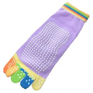 Lot De 2 Chaussettes Colorees Antiderapantes En Coton Pour Le Yoga, La Danse Et Les Pieds (Violet) - Neuf
