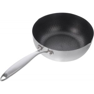 Checarzhn--No1-Poêle À Frire, En Acier Inoxydable 304, En Nid D'abeille, 18 Cm, Anti-Adhésive, Avec Poignée, Convient Pour Cuisinière À Gaz, Induction, Maison, Restaurant - Neuf