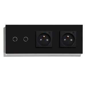 Interrupteur normal et prise USB C, basculant avec voyants LED, cadre en verre, installation facile, faciles à nettoyer, 1 entrée 1 voie avec prise USB/type C, 157 mm Noir - Neuf