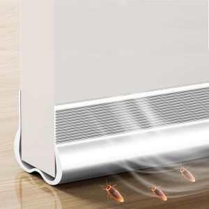MEVRONISSHOP-93cm Blanc Calfeutrer Bas de Porte, Silicone Bande D'&eacute;tanch&eacute;it&eacute; Pas Besoin de Coller, Isolation Phonique, Boudin de Porte Anti Courant D'air Calfeutrer Seuil - Neuf