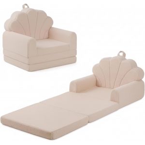SUBZONAL-Fauteuil Enfant Convertible Canap&eacute; lit b&eacute;b&eacute; 2-en-1, Chauffeuse Enfant en Mousse Douce et Confortable (Beige) - Neuf