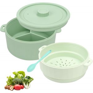 Subzonal-Double Cuiseur Vapeur Pour Micro-Ondes, R&eacute;cipient &Agrave; Micro-Ondes, Passe Au Lave-Vaisselle, Pour Cuire &Agrave; La Vapeur, Servir Et Conserver Les Aliments (Vert) - Neuf