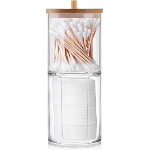 Distributeur de cotons-tiges, support transparent pour cotons-tiges, boîte à cotons-tiges, distributeur de cotons-tiges de salle de bain - Neuf
