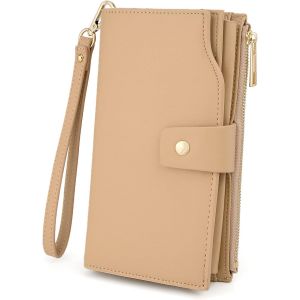 Femme Portefeuille Blocage Rfid En Pu Cuir Avec Bracelet Grande Capacité(21 Emplacements De Cartes) Poche Intérieure Convient Aux Portables 5.5 - Neuf
