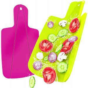 Lot De 2 Petites Planches &Agrave; D&eacute;couper Pliables, 32 X 17,7 X 1cm, Planche &Agrave; D&eacute;couper, Planche A Decouper Dans Bisph&eacute;nol A, Passe Au Lave-Vaisselle (Blanche, Bleue) - Neuf