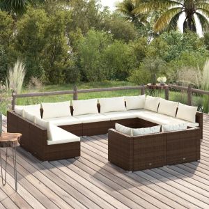 Prolenta Premium - Salon De Jardin 11 Pcs Avec Coussins Marron R&eacute;sine Tress&eacute;e - Neuf
