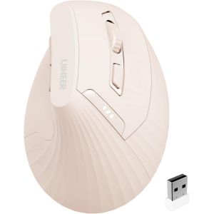 Souris Ergonomique sans Fil, Souris Verticale 2,4G avec Indicateur de Batterie, DPI &agrave; 4 Niveaux, Confort et la R&eacute;duction de la Fatigue du Poignet, Id&eacute;ale pour l'Usage &agrave; la Maison, Bureau (Rose) - Neuf