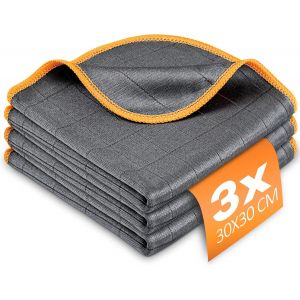 Chiffon Magique Microfibre Carbone 400GSM, Serviette Sans Trace Absorbant Polissage, Lingette Essuie Vitre Verre Lunette Vaisselle Cuisine Menage Voiture, Torchon Nettoyage Lavable - Neuf