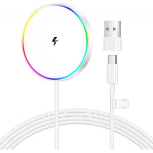 CHENG-15W Chargeur Induction pour iPhone Socle Chargeur,2M Fil Chargeur iPhone Chargeur Externe avec iPhone 16/15/14/13/12/11/AirPods,Chargeur Cable iPhone Rapide Base Chargeur iPhone avec Adaptateur - Neuf