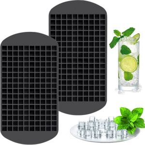 Kal-Lot De 2 Bacs À Glaçons En Silicone Pour 160 Glaçons, Pour Cuisine, Lait, Cocktails, Whisky, Bières, Fruits, Faciles À Retirer, Empilable, Reutilisable, Bac Glaçon Bébé, 1 X 1 Cm Mini-Glaçons - Neuf