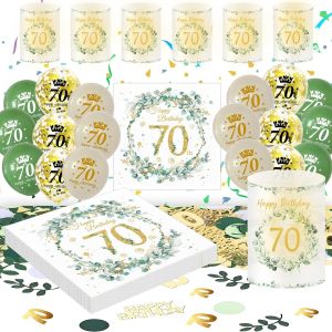 Ayuhr-Décoration Anniversaire 40 Ans Femme Homme, Happy 40th Birthday Serviettes + Lanterne Decoration Table + Confettis + Ballon Vert Or, Kit Fete Cadeau 40 Homme Femme (Deco Table Anniversaire 40 A - Neuf