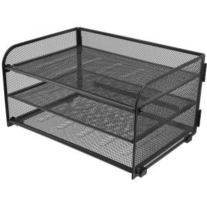 Organiseur de bureau en métal noir à 3 niveaux pour le bureau, la maison et l&#39;école - Rangement compact pour papiers, dossiers et cahiers - - Neuf
