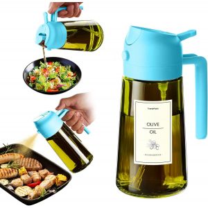 Eryi-Spray Huile Cuisine 470ml U2013 Vaporisateur Huile Air Fryer 2-En-1 Pour Cuisson, Salades, Vinaigre Et Accessoire Cuisine Avec Stickers, Protection Contre La Lumière - Bleu Ciel - Neuf