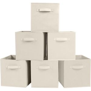 Lbgwp60-Lot De 6 Bacs Cubiques De Rangement Pliables En Tissu Pour Placard Et Jouets, Polypropylène, Beige, Beige - Neuf