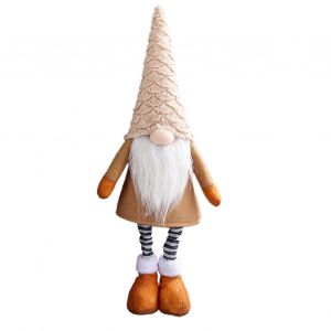 Poupée en peluche de Noël sans visage Gnome avec jambes rétractables et chapeau long - Neuf