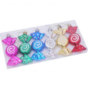 6 Pcs/bo&icirc;te Plaquent Peint Bonbons Prop Arbre de No&euml;l Pendentif de D&eacute;coration pour la F&ecirc;te - Neuf