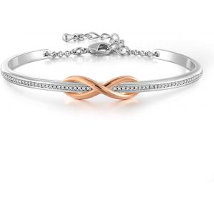 Bracelet Femme Infini 7in Plaqu&eacute; Argent Bracelet Or Rose Avec Des Cristaux, Bracelet Femme Cadeau F&ecirc;te Des M&egrave;res Anniversaire Femme Maman - Avec Bo&icirc;te Cadeau - Neuf