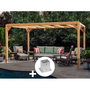Pergola En Bois Lamell&eacute;-Coll&eacute; Lille 400 X 300 Cm + 4 Supports Poteaux - Maderland - Neuf