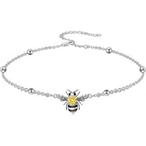 Bracelet De Cheville En Argent Sterling Avec Abeilles - Tournesol - Bijoux D'anniversaire, De Noël, De Rem De Diplôme, De Fête Des Mères, Cadeau Pour Femme - Neuf