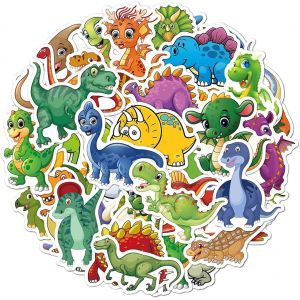 Dinosaure Autocollants Pour Enfants, Vinyles Stickers 50 Pcs - Neuf