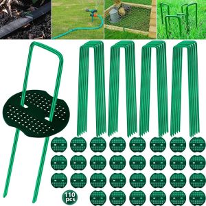 ERYI-Piquets De Fixation En Acier, 80 Agrafes Paillage Acier Galva Inoxydable 30 Rondelle(150 * 40 * 3Mm), Sardines De Fixation, Agrafes De Fixation Solides Pour Piquet Fixation Sol - Neuf