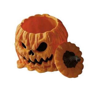 Bol de bonbons à la citrouille d'Halloween en résine avec couvercle,bol de bonbons à la citrouille - Neuf