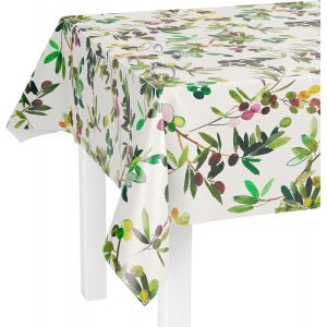Sjzg-Nappe Lavable Au M&egrave;tre - 240 X 140 Cm (Bord Coup&eacute;) - Motif Olives Multicolores - Imperm&eacute;able - Id&eacute;ale Comme Nappe Ou Chemin De Table Pour Tente &Agrave; Bi&egrave;re - Neuf