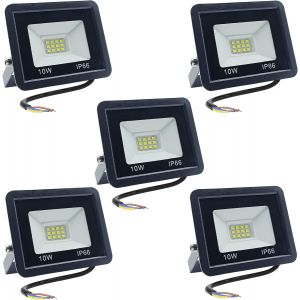 Tianyi-Projecteur Led 10w Leds Eclairage Exterieur 850lm Ip66 Imperméable Spot Led Exterieur Super Brillant Eclairage Extérieur Blanc Chaud 6500k Spot Led Extérieur Pour Jardin, Patio, Garage, 5 Pièc - Neuf