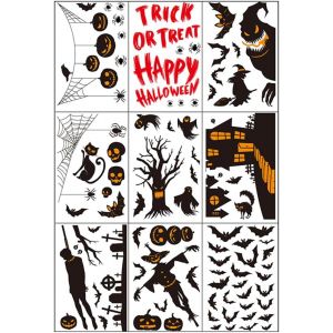 CAUC-Autocollants de fen&ecirc;tre double face pour Halloween, Halloween Stickers, Stickers Auto-adh&eacute;sifs d'halloween R&eacute;utilisable pour D&eacute;coration F&ecirc;te Halloween DIY Horreur D&eacute;cor (Halloween A) - Neuf