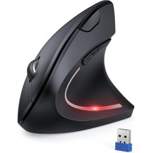 Souris Ergonomique sans Fil 2.4G, Silencieuse Verticale Souris avec 4800 DPI R&eacute;glable, 6 Boutons, LED, Pr&eacute;vention Syndrome de la Souris, pour Droitier, PC, Ordinateur Portable, Mac - Neuf