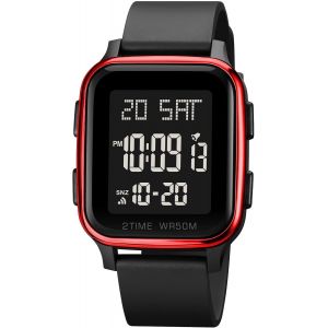 Montre Num&eacute;rique De Sport Pour Homme &Eacute;tanche Avec Alarme/Compte &Agrave; Rebours/Double Heure/Chronom&egrave;tre/12/24 H Avec R&eacute;tro&eacute;clairage Led.[J333] - Neuf