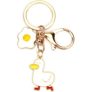 Kal-Porte-Cl&eacute;s Canard Avec Pendentif En Forme D'?uf, Pendentif De Sac Pour Fille, Porte-Cl&eacute;s Dessin Anim&eacute;, Cadeau Pour Ami, Famille, Coll&egrave;gues, Or, S - Neuf