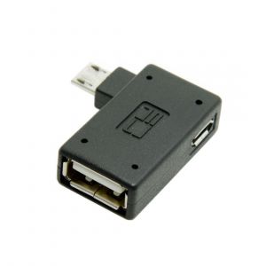 Micro Usb Vers Usb 2.0 Otg Host Adaptateur Coudé À Gauche À 90 Degrés Avec Alimentation Usb Pour Téléphone Et Tablette - Neuf